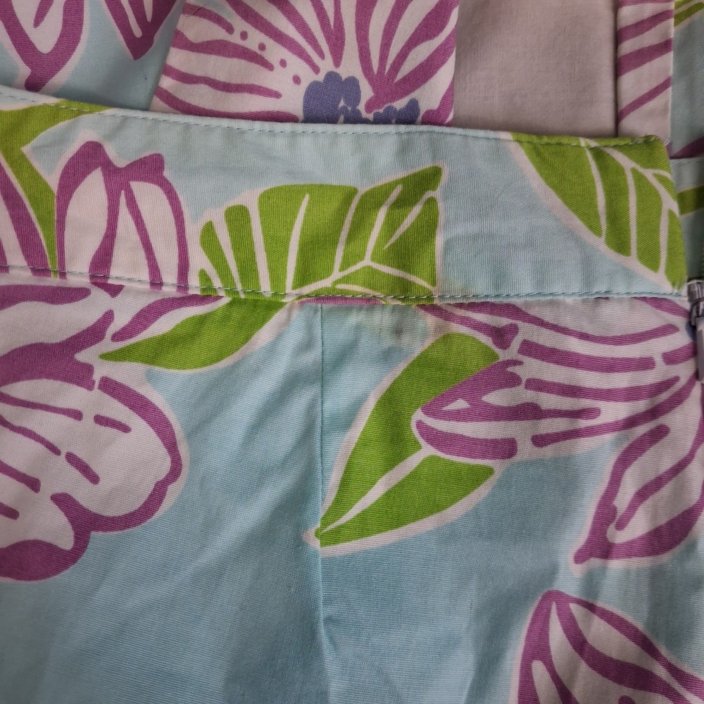 Lilly Pulitzer Floral Wide Leg Stretch Pants Blue Purple Green Tropical Resort 4 - Picture 16 of 16